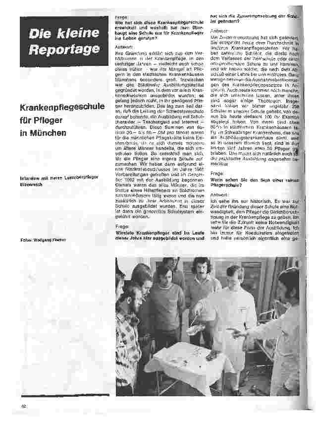 Vorschauseite 1: Krankenpflegeschule für Pfleger in München Interview mit Lehrpfleger Eisenreich