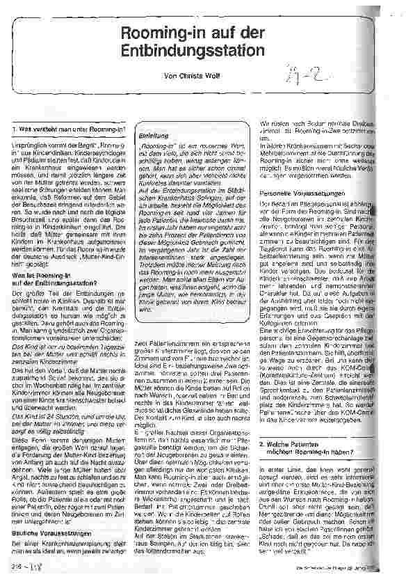 Vorschauseite 1: Rooming-in auf Entbindungsstation