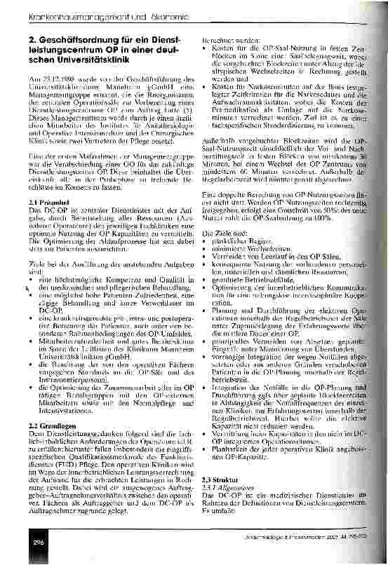 Vorschauseite 2: Implementierung einer Geschäftsordnung für ein zentrales OP-Management Öl oder Sand im Getriebe des OP-Ablaufs?