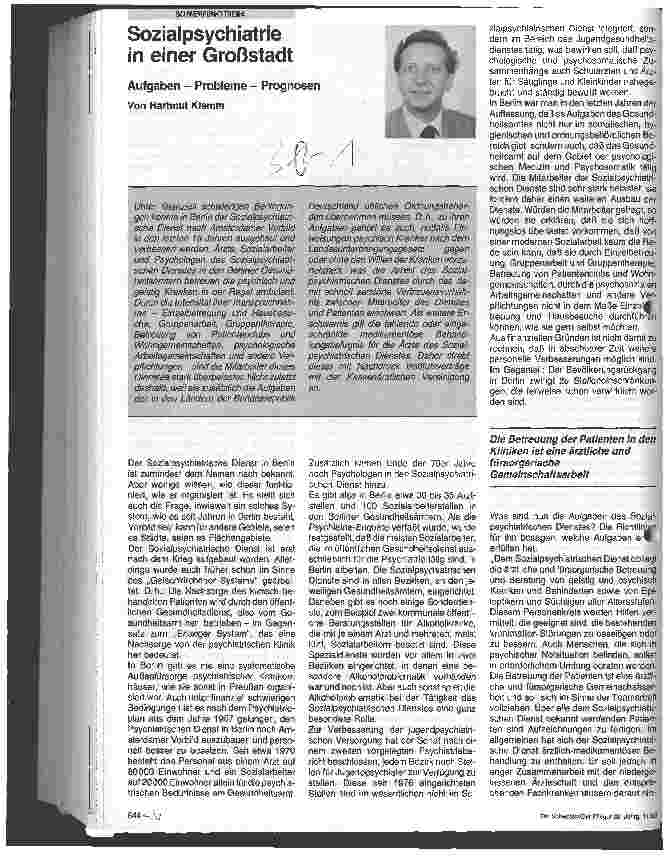 Vorschauseite 1: Sozialpsychatrie in einer Großstadt