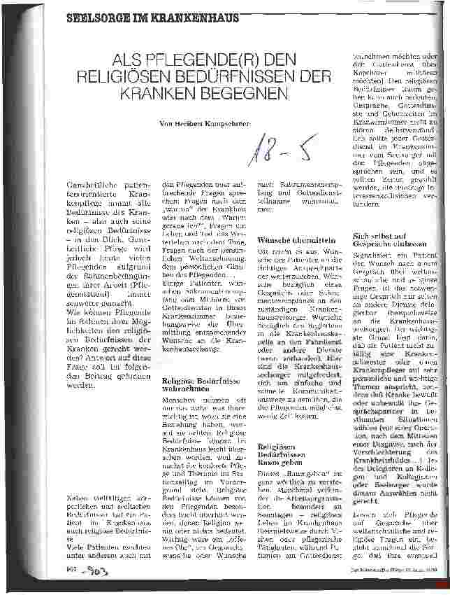 Vorschauseite 1: Als Pflegende/r den religiösen Bedürfnissen der Kranken begegnen