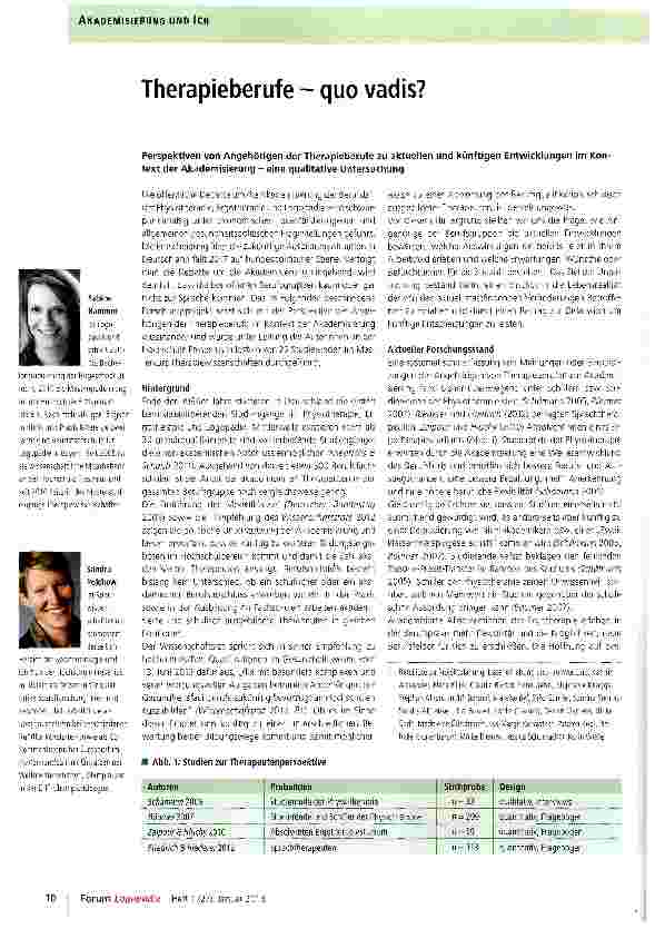 Vorschauseite 1: Therapieberufe - quo vadis?