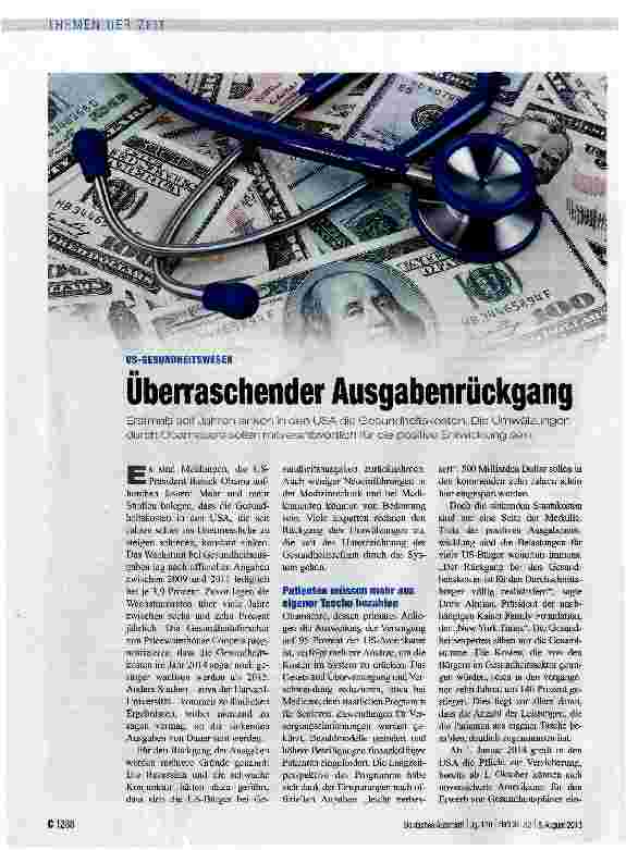 Vorschauseite 1: Überraschender Ausgabenrückgang