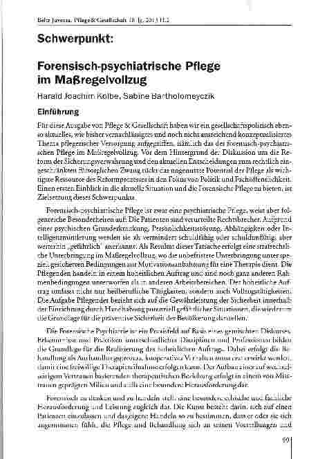 Vorschauseite 1: Forensisch-psychiatrische Pflege im Maßregelvollzug