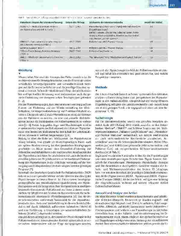Vorschauseite 2: Entwicklung und Einsatz der Physiotherapie in der Palliativversorgung - Eine systematische Literaturanalyse