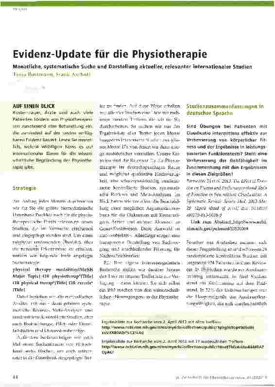 Vorschauseite 1: Evidenz-Update für die Physiotherapie