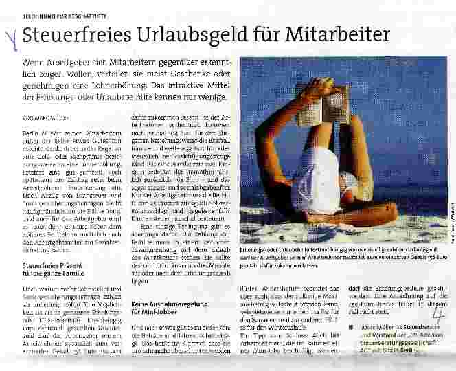 Vorschauseite 1: Steuerfreies Urlaubsgeld für Mitarbeiter