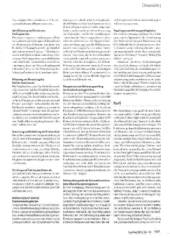 Vorschauseite 5: Umsetzung des Infektionsschutzgesetzes durch die Landeshygieneverordnungen