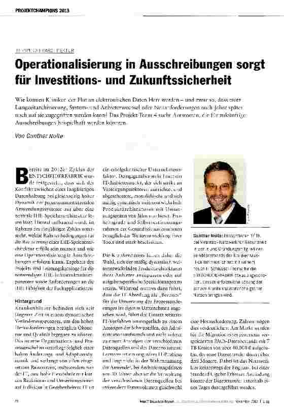 Vorschauseite 1: Operationalisierung in Ausschreibungen sorgt für Investitionsund Zukunftssicherheit