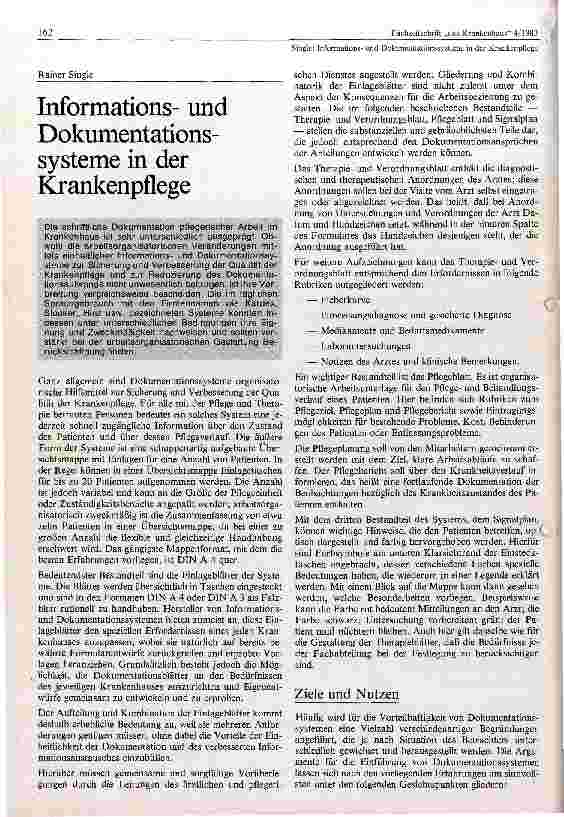 Vorschauseite 1: Informationsund Dokumentationssysteme in der Krankenpflege