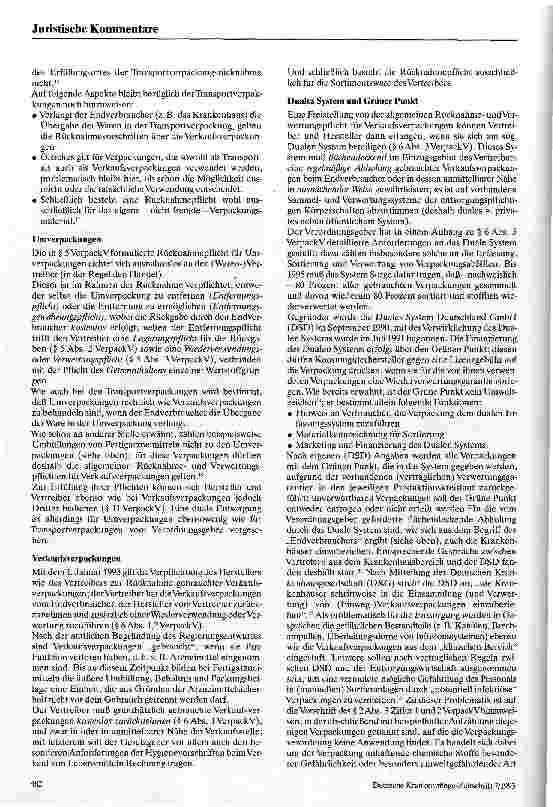 Vorschauseite 4: Die Verpackungsverordnung Zur Anwendung der Verpackungsv. in Einrichtungen des Gesundheitswesens