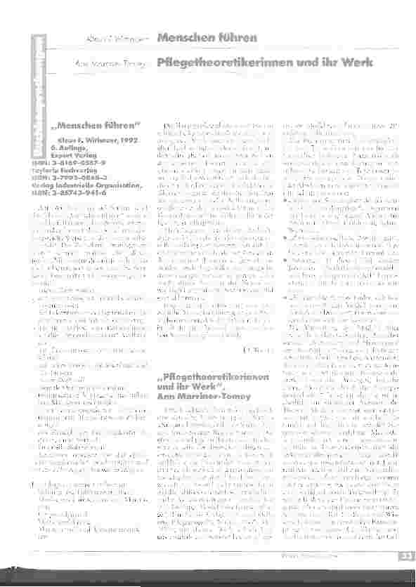 Vorschauseite 1: Pflegetheoretikerinnen und ihr Werk Buchbesprechung