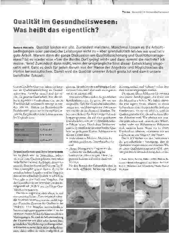Vorschauseite 1: Qualität im Gesundheitswesen: Was heißt das eigentlich?