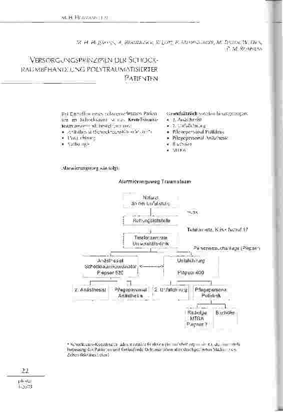 Vorschauseite 1: VERSORGUNGSPRINZIPIEN DER SCHOCKRAUMBEHANDLUNG POLYTRAUMATISIERTERPATIENTEN