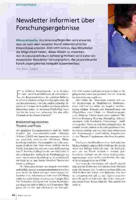 Vorschauseite 1: Newsletter informiert über Forschungsergebnisse