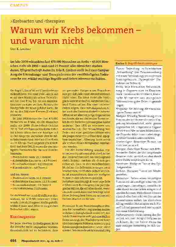 Vorschauseite 1: Warum wir Krebs bekommen -und warum nicht