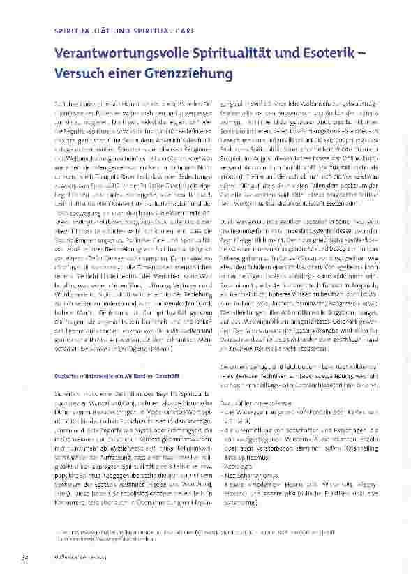 Vorschauseite 1: Verantwortungsvolle Spiritualität und Esoterik Versuch einer Grenzziehung