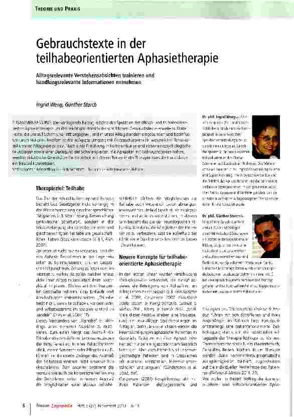 Vorschauseite 1: Gebrauchstexte in der teilhabeorientierten Aphasietherapie