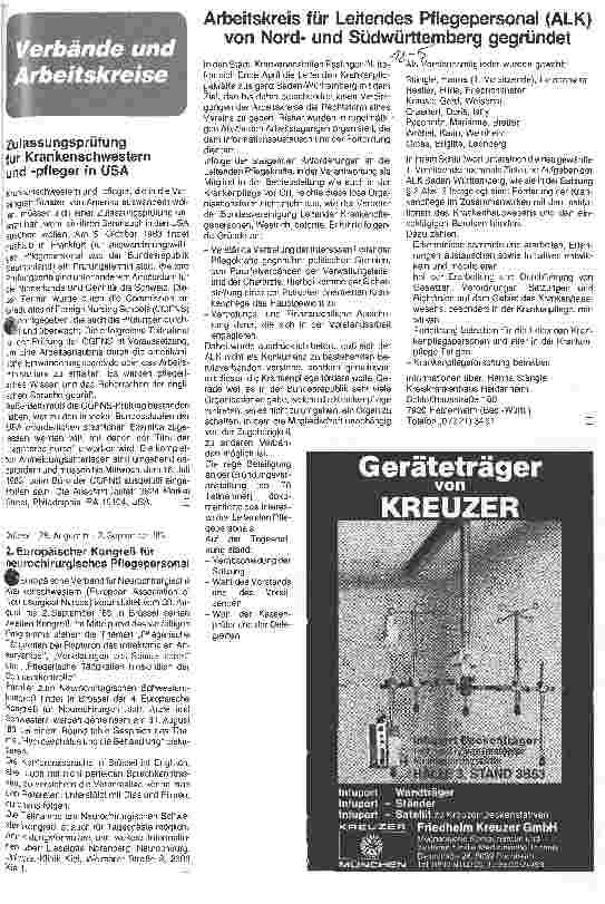 Vorschauseite 1: Arbeitskreis für leitendes Pflegepersonal in Nord u. Südwürttemberg gegründet