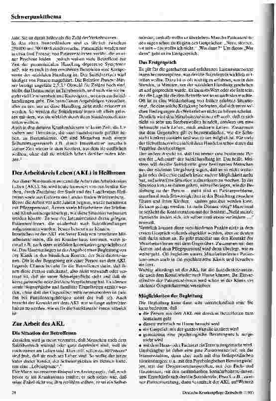Vorschauseite 2: Wie geht es weiter. .. ? Die Begleitung von Menschen nach einem Suizidversuch