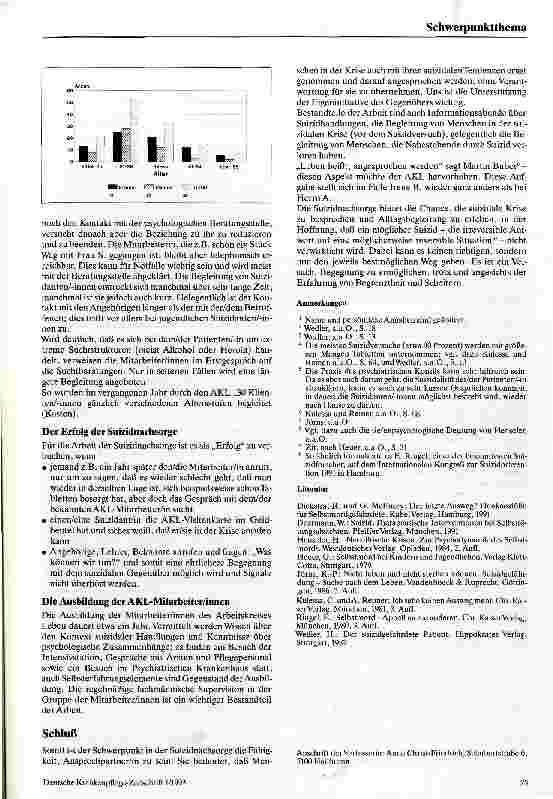 Vorschauseite 3: Wie geht es weiter. .. ? Die Begleitung von Menschen nach einem Suizidversuch