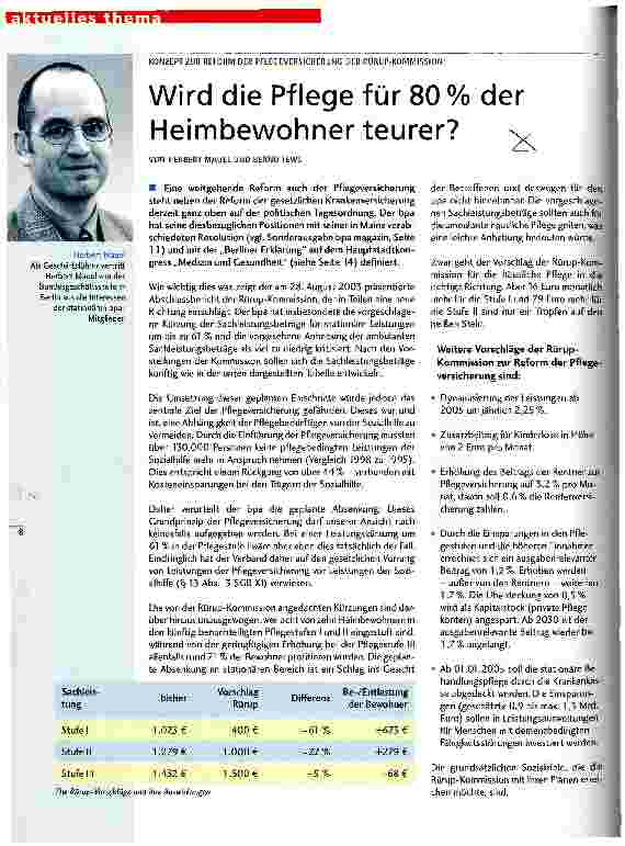 Vorschauseite 1: Wird die Pflege für 80 % der Heimbewohner teurer?