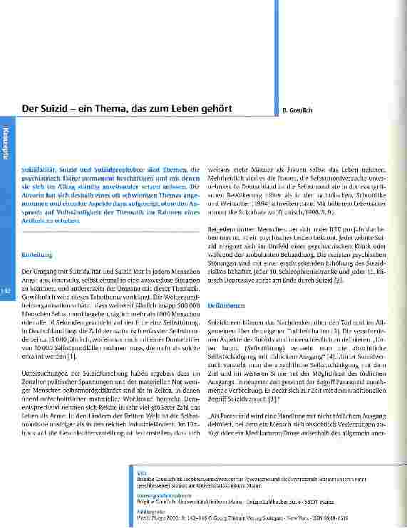 Vorschauseite 1: Der Suizid - ein Thema, das zum Leben gehört