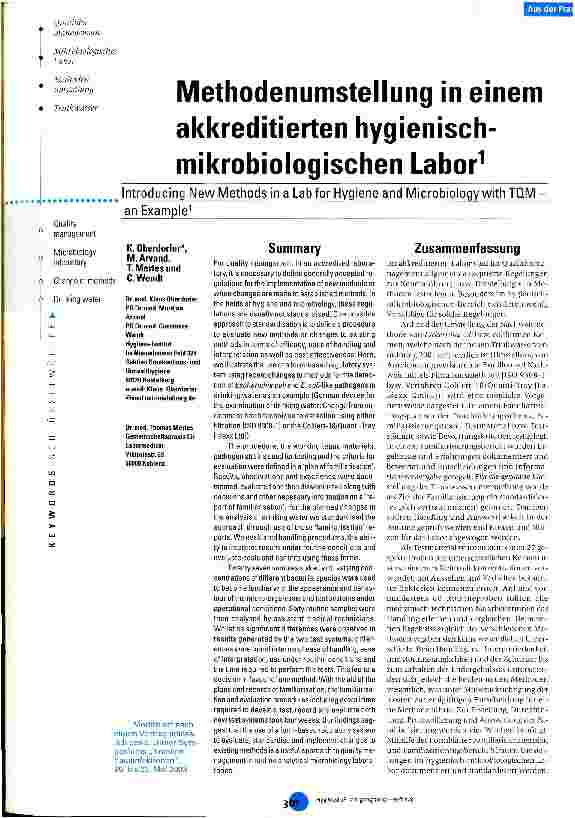 Vorschauseite 1: Methodenumstellung in einem akkreditierten hygienisch-mikrobiologischen Labor