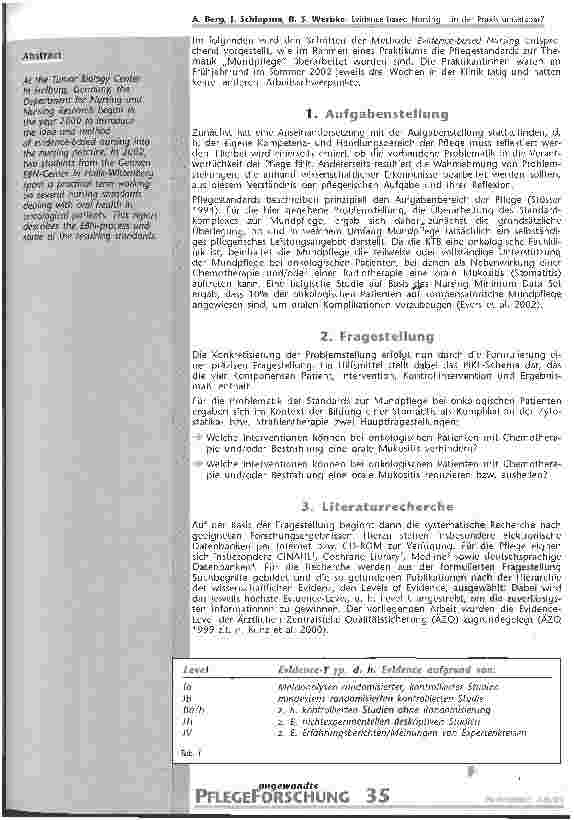Vorschauseite 2: Evidence-based Nursing - in der Praxis umsetzbar? Ein Praktikumsbericht aus der Klinik für Tumorbiologie, Freiburg i. Br.