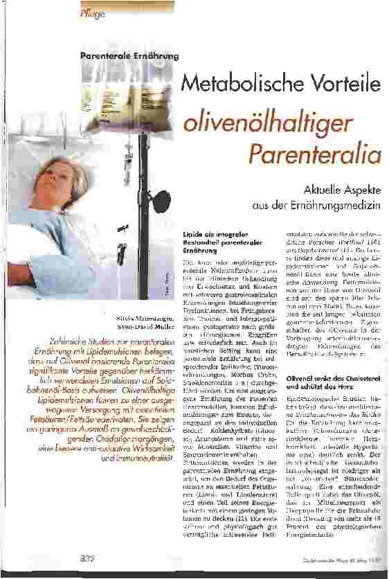 Vorschauseite 1: Metabolische Vorteile olivenölhaltiger Parenteralia