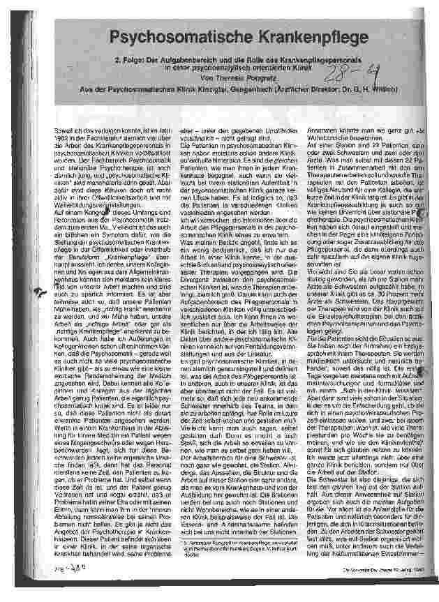 Vorschauseite 1: Psychosomatische Krankenpflege