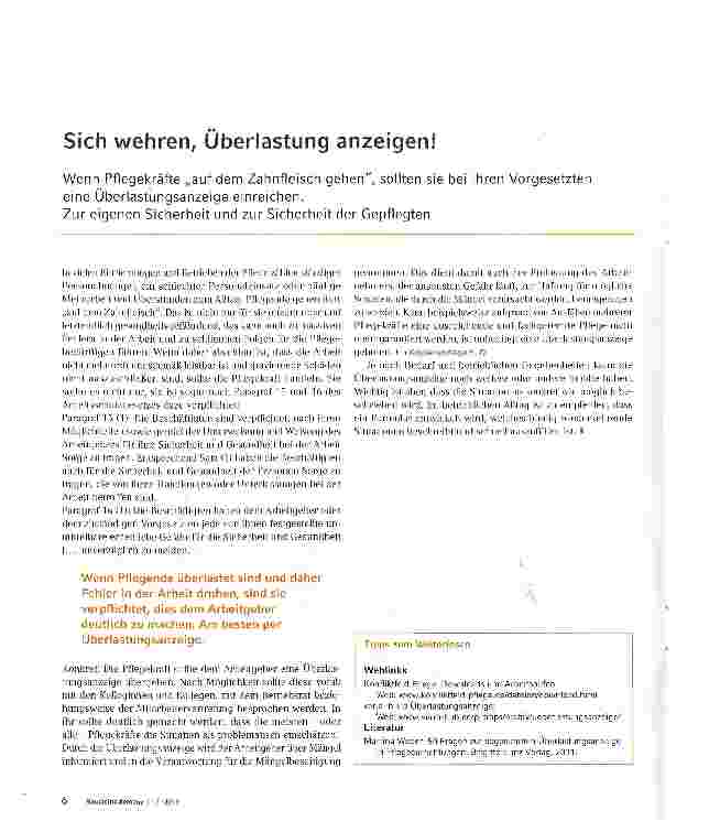 Vorschauseite 1: Sich wehren, Überlastung anzeigen!