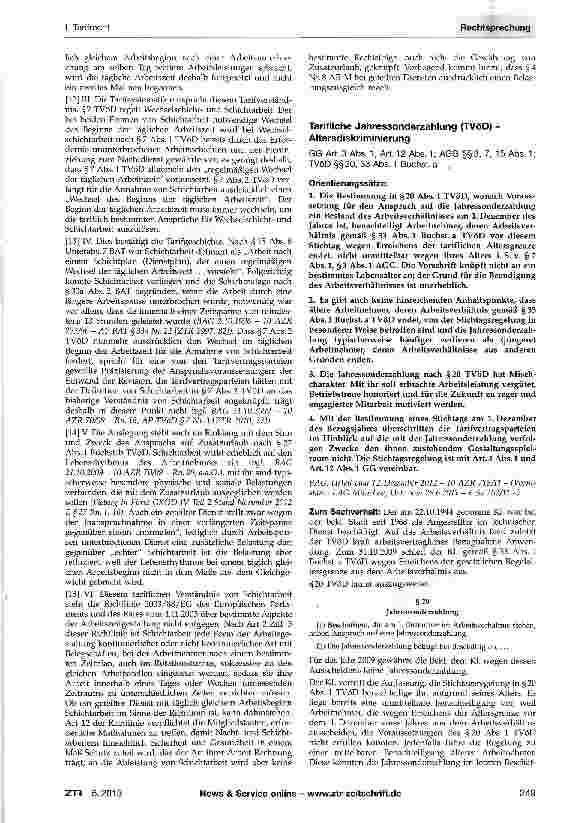 Vorschauseite 1: Tarifliche Jahressonderzahlung (TVöD) -Altersdiskriminierung