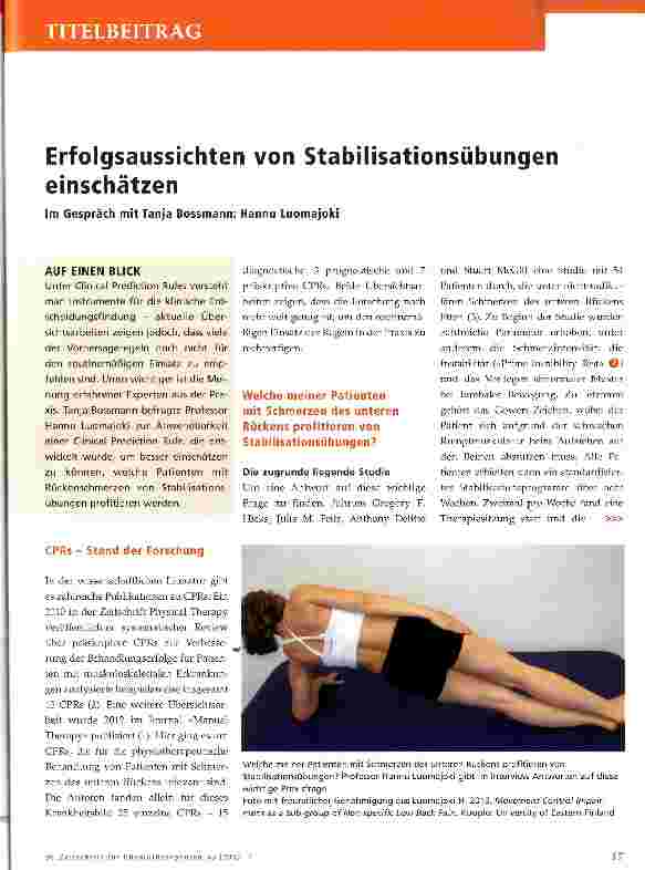 Vorschauseite 1: Erfolgsaussichten von Stabilisationsübungen einschätzen