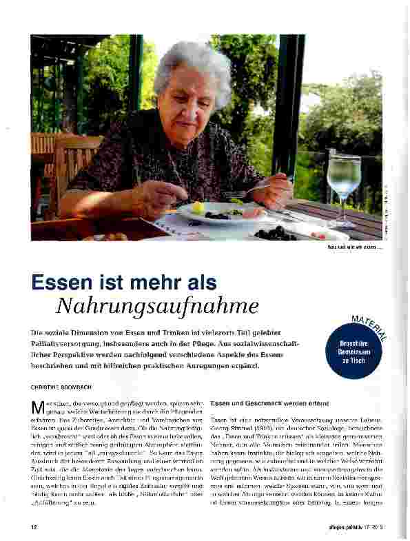 Vorschauseite 1: Essen ist mehr als Nahrungsaufnahme