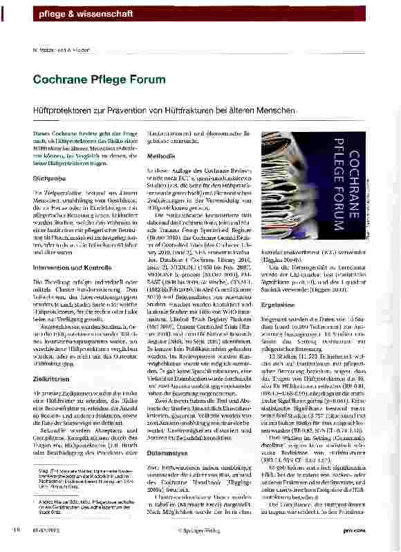 Vorschauseite 1: Cochrane Pflege Forum