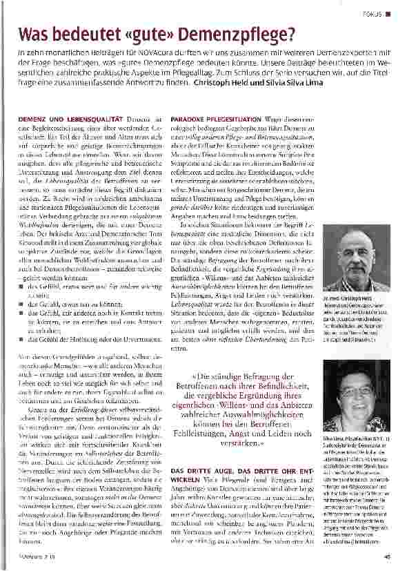 Vorschauseite 1: Was bedeutet «gute» Demenzpflege?