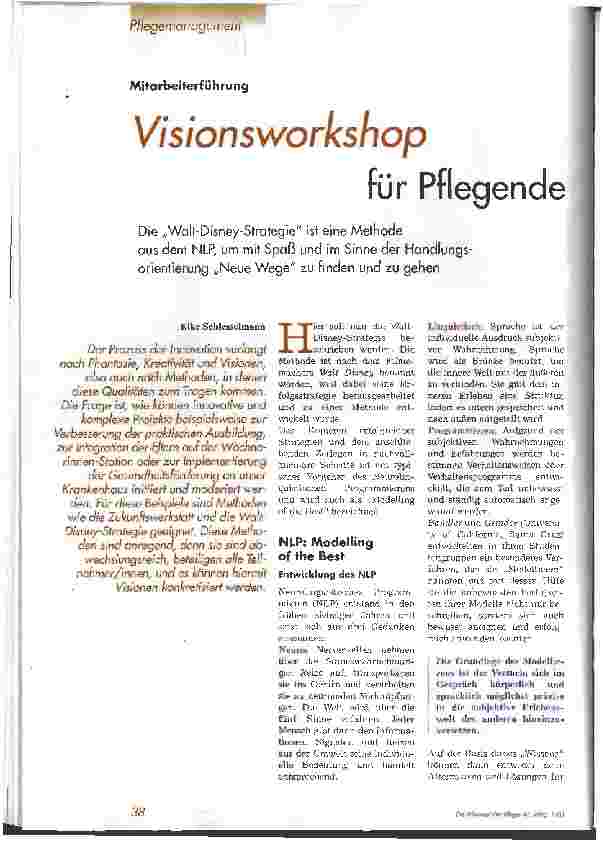 Vorschauseite 1: Visionsworkshop für Pflegende