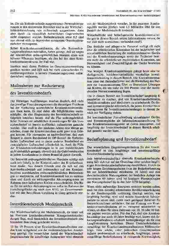 Vorschauseite 4: KHG - Neuordnung; Investitionen und Krankenhausbau mehr berücksichtigen