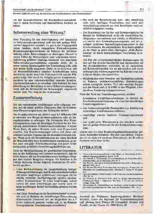 Vorschauseite 5: KHG - Neuordnung; Investitionen und Krankenhausbau mehr berücksichtigen