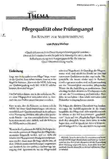 Vorschauseite 1: Pflegequalität ohne Prüfungsangst Ein Konzept zur Selbstbewertung