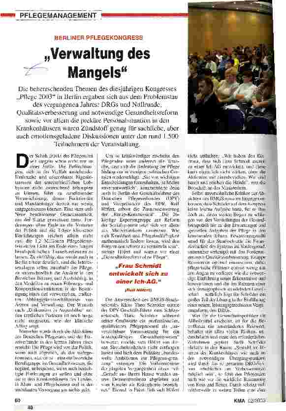 Vorschauseite 1: Verwaltung des Mangels Berliner Pflegekongress