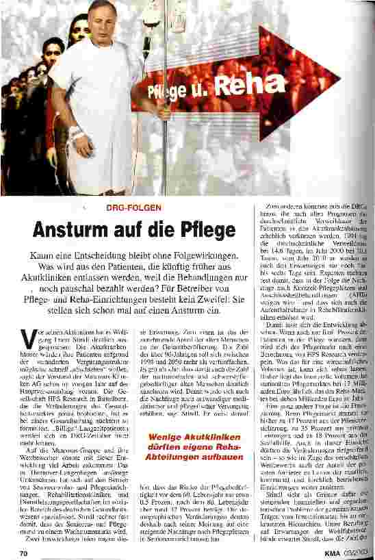 Vorschauseite 1: Ansturm auf die Pflege DRG-Folgen