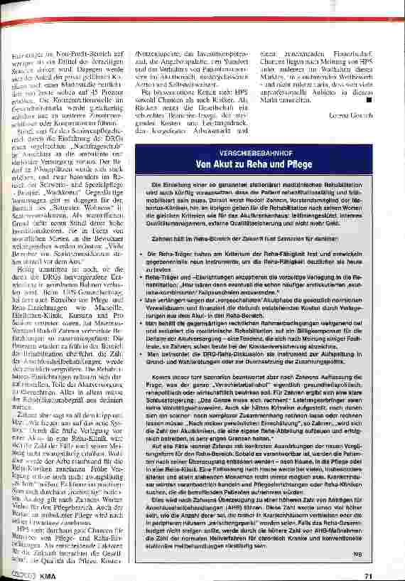 Vorschauseite 2: Ansturm auf die Pflege DRG-Folgen