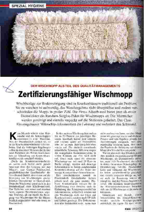 Vorschauseite 1: Zertifizierungsfähiger Wischmopp Der Wischmopp als Teil des Qualitätsmanagements