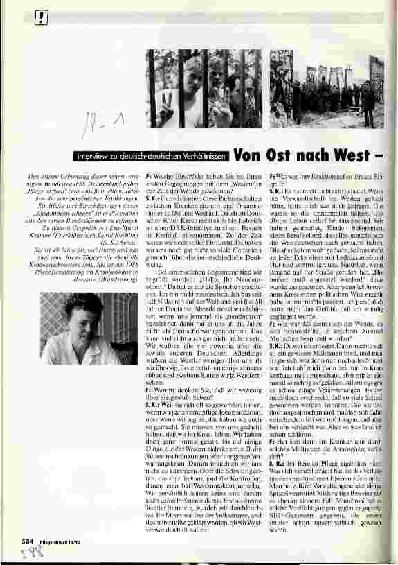 Vorschauseite 1: Von Ost nach West - ein schwerer Weg Interview zu dt-deutschen Verhältnissen mit Sigrid Kuchling