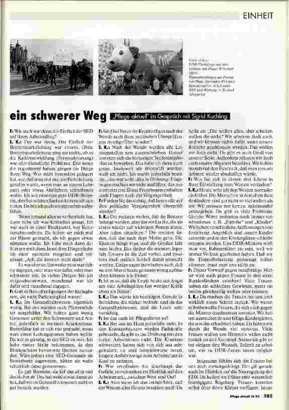 Vorschauseite 2: Von Ost nach West - ein schwerer Weg Interview zu dt-deutschen Verhältnissen mit Sigrid Kuchling
