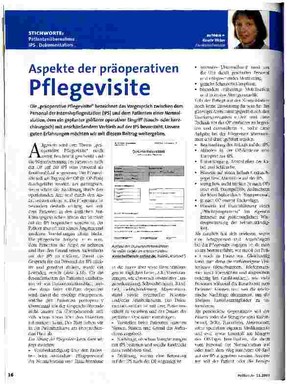 Vorschauseite 1: Aspekte der präoperativen Pflegevisite