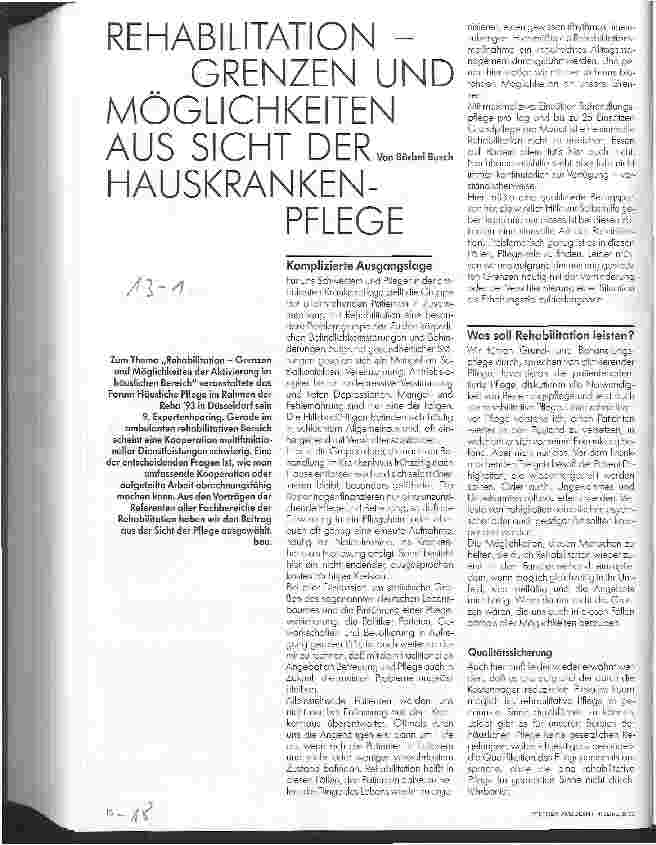 Vorschauseite 1: Rehabilitation - Grenzen und Möglichkeiten aus Sicht der Hauskrankenpflege