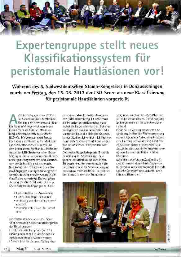 Vorschauseite 1: Expertengruppe stellt neues Klassifikationssystem für peristomale Hautläsionen vor!